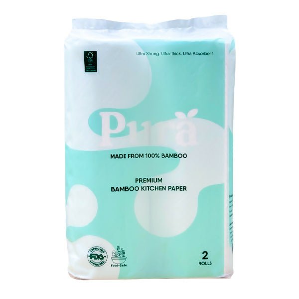 ក្រដាស់ស្ងួត Pura Bamboo Kitchen Paper 2rolls - កន្សែងសើម ក្រដាសស្ងួត និងសំឡីត្បាលត្រចៀក (Wet Wipes, Dry Paper & Earwax)