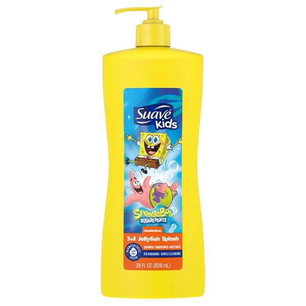 សាប៊ូក្មេង Suavekids Water Spongebob 3in1 Jellyfrsh Splash 828ml - សាប៊ូកក់ ដុសកូនក្មេង (Baby Shampoo Body Wash)