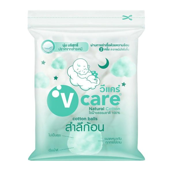 សំឡីមូល V - Care Natural 40pcs - កន្សែងសើម ក្រដាសស្ងួត និងសំឡីត្បាលត្រចៀក (Wet Wipes, Dry Paper & Earwax)