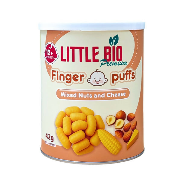 នំកំប៉ុង Little Bio Baby Finger Puffs Mixed Nuts & Cheese 42g 12m+