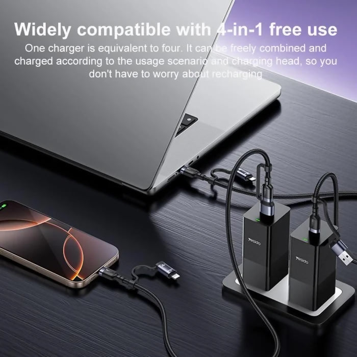 Yesido CA200 1.2m 60W USB / Type-C to Type-C / 8 Pin Fast Charging Data Cable(Black) - Charging Cable & Lightning Data