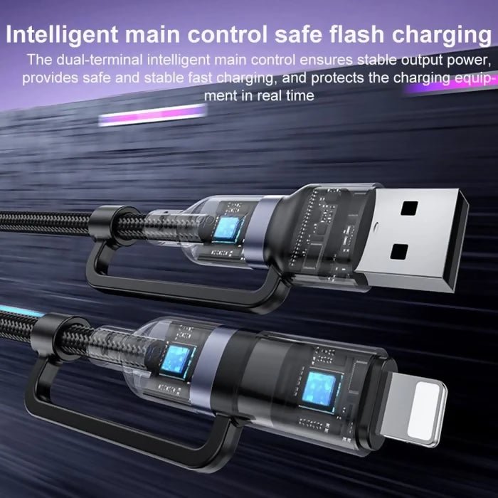 Yesido CA200 1.2m 60W USB / Type-C to Type-C / 8 Pin Fast Charging Data Cable(Black) - Charging Cable & Lightning Data