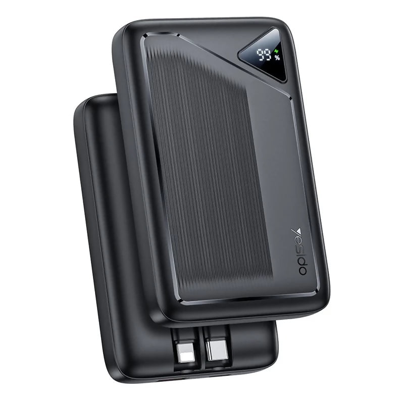 Yesido YP84 10000mAh Power Bank Digital Display 22.5W Fast Charging Portable Phone Charger with Built-in Type-C 8Pin Cable - Power Bank