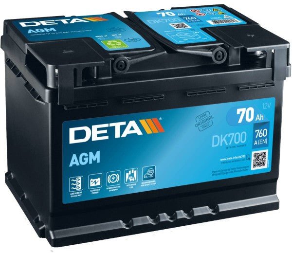 អាគុយឡាន Deta DK700 Start-Stop AGM 70Ah 汽车电池