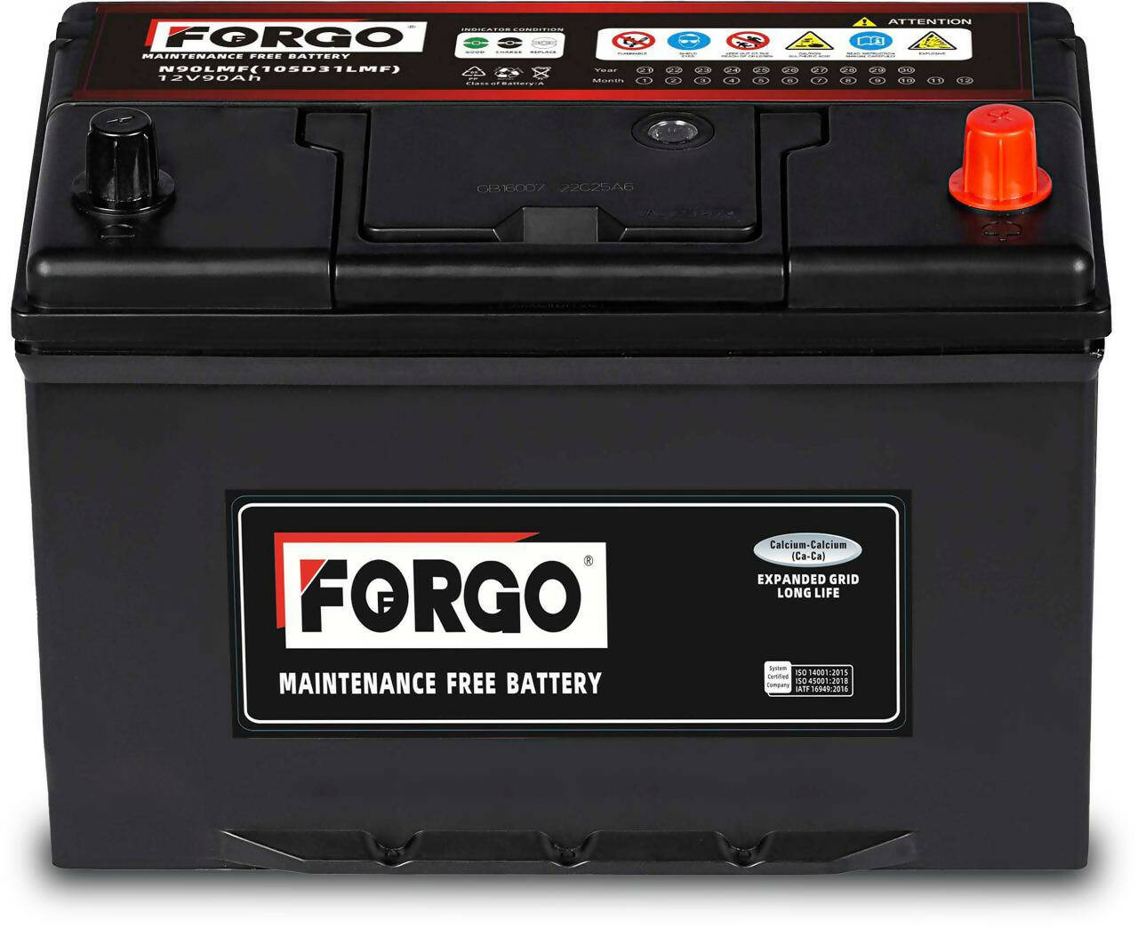 អាគុយឡាន(ស្ងួត) Car Battery - FORGO N90LMF (105D31LMF) 90Ah