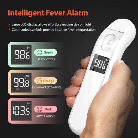 iHealth Digital Thermometer for Adults and Kids - Infrared Forehead Thermometer with Color Fever Indicator - Touchless, Fast, Accurate Results in 1 Second - Silent Mode, Easy-to-use for Home - PT2L - Personal Care
