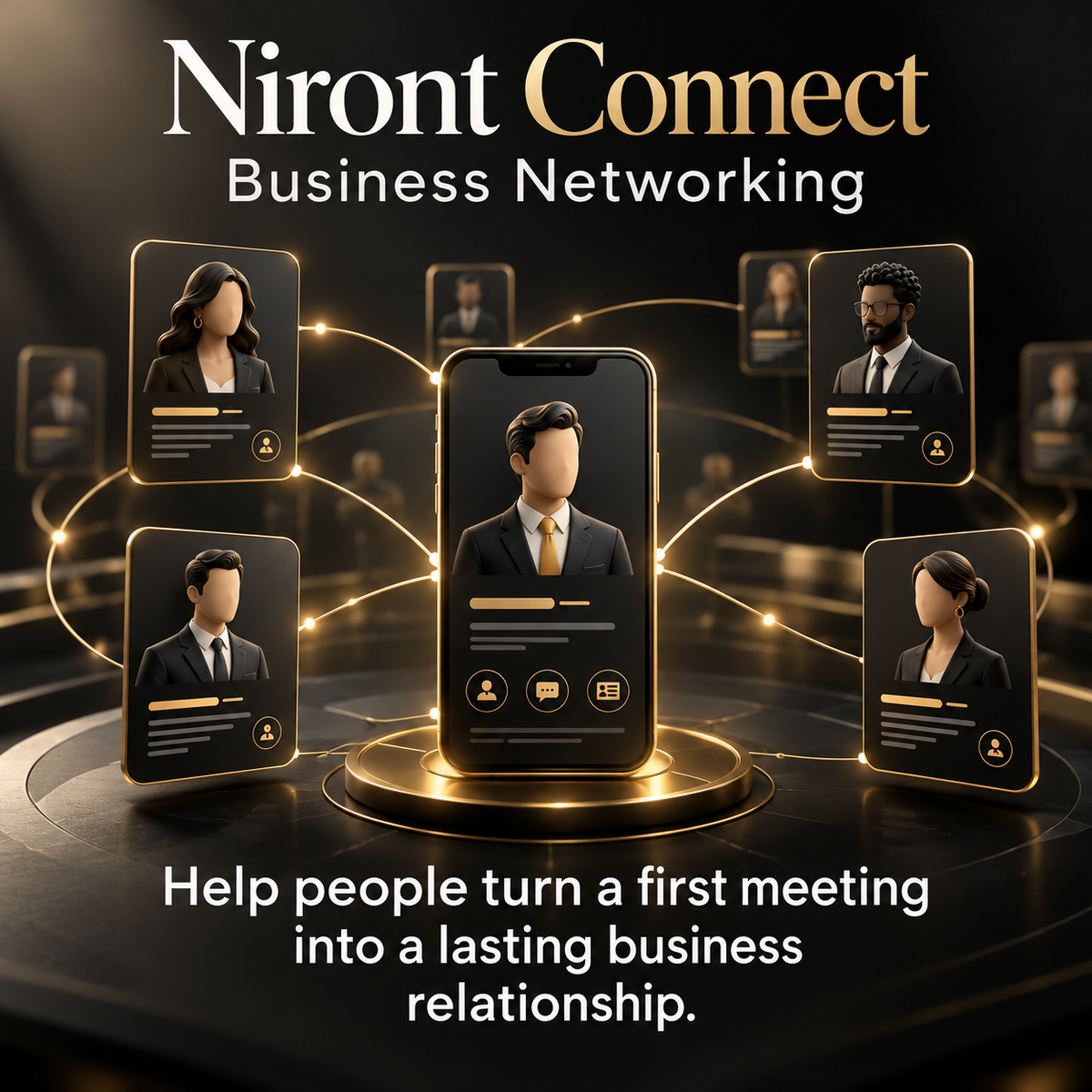Niront Connect annual membership with a digital business card, contact management, and follow-up features for $12 per year