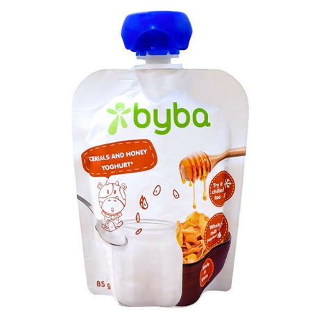 យ៉ាអ៊ួក្មេង 1y+ Byba Cereals & Honey Yoghurt 85g - ទឹកផ្លែឈើ & អាហារក្មេង (Fruit juice & baby food)