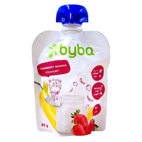 យ៉ាអ៊ួក្មេង 1y+ Byba Strawberry - Banana Yoghurt 85g - ទឹកផ្លែឈើ & អាហារក្មេង (Fruit juice & baby food)