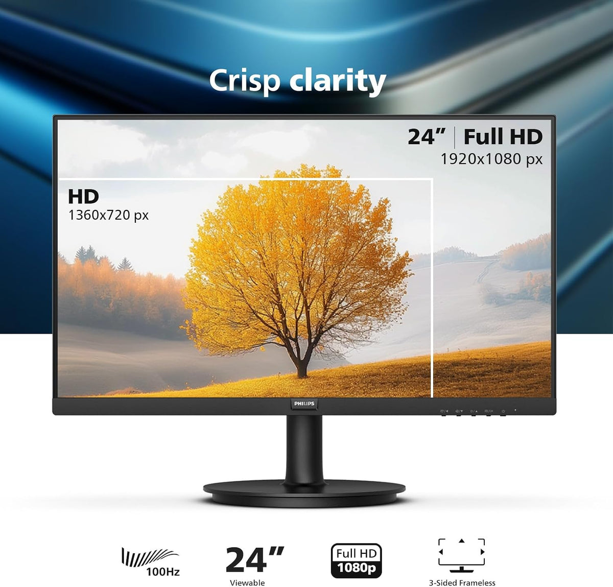 Philips 24 Inch Computer Monitor FHD 100Hz VA VESA Flicker-Free, 241V8LB