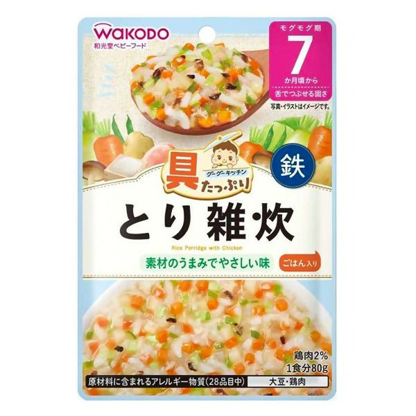 បបរក្មេង 7m+ Wakodo Rice Porridge With Chicken 80g - ម្សៅបបរ (Porridge Powder)