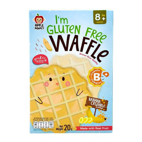 នំក្មេង Apple Monkey I'm Gluten Free Waffle Banana Crumble 20g (8m+) - នំកូនក្មេង (Baby Cakes)