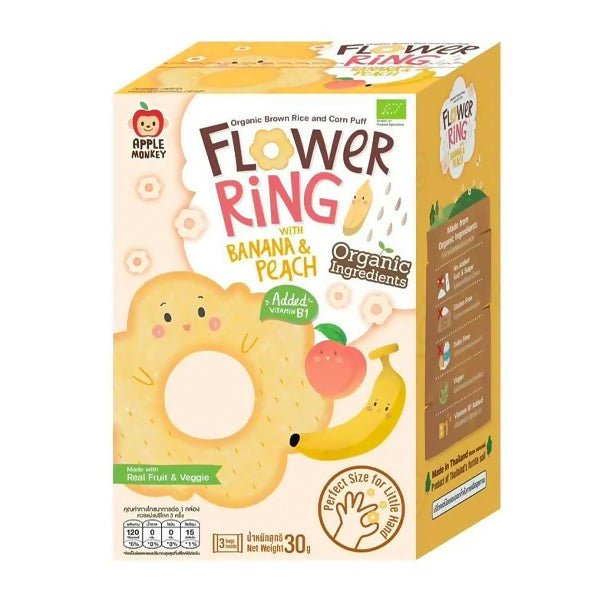 នំក្មេង Apple Monkey Organic Rice Banana & Peach 12m+ 30g - នំកូនក្មេង ...