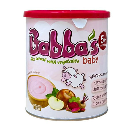 បបរក្មេង Babbas Rice Cereal Beetroot & Apple 5+months - ម្សៅបបរ (Porridge Powder)