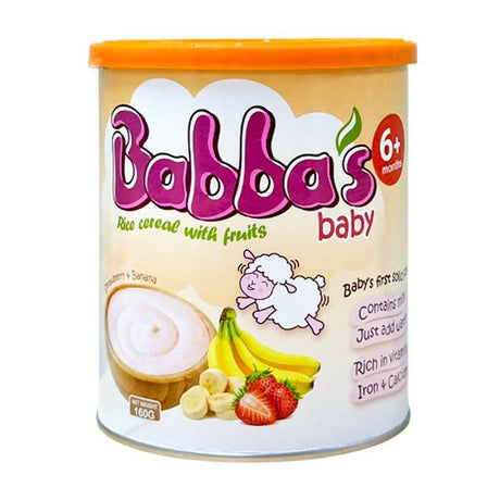 បបរក្មេង Babbas Rice Cereal Strawberry & Banana 6+months - ម្សៅបបរ (Porridge Powder)
