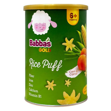 នំក្មេង Babbas Rice Puff Corn & Carrot 6+months - នំកូនក្មេង (Baby Cakes)