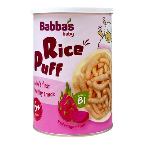 នំក្មេង Babbas Rice Puff Red Dragon Fruit 6+months - នំកូនក្មេង (Baby Cakes)