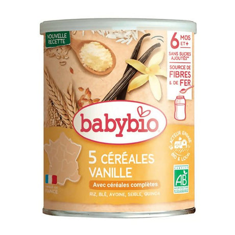 ម្សៅបបរក្មេង Baby Bio រសជាតិ Vanilla 5 Cereal 6ខែ - នំកូនក្មេង (Baby Cakes)