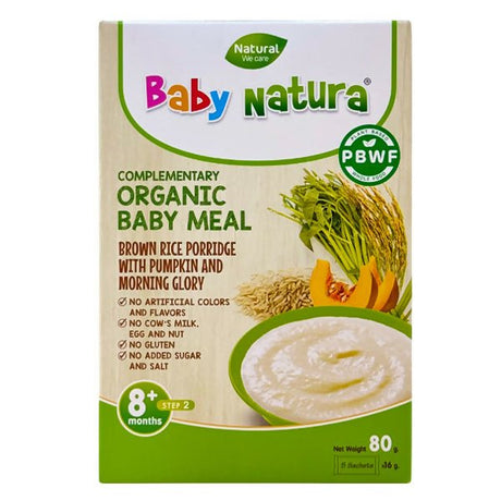 បបរម្សៅ Baby Natura Pumpkin & Morning Glory Brown Rice Porridge 80g - ម្សៅបបរ (Porridge Powder)