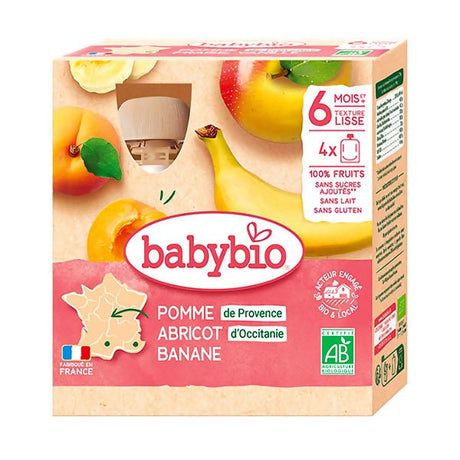 អាហារក្មេង BabyBio Apple Apricot Banana (4x90g) - ទឹកផ្លែឈើ & អាហារក្មេង (Fruit juice & baby food)