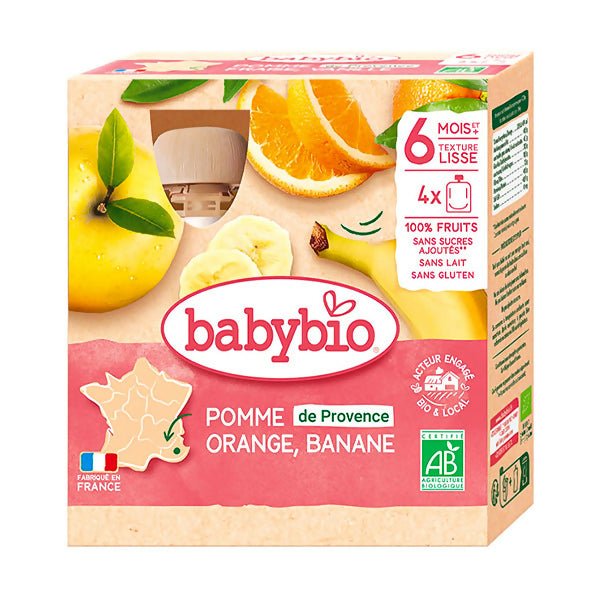 អាហារក្មេង BabyBio Apple Orange Banana Prune 4x90g - ទឹកផ្លែឈើ & អាហារក្មេង (Fruit juice & baby food)