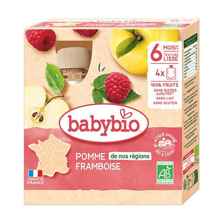 អាហារក្មេង BabyBio Apple Raspberry 4x90g - ទឹកផ្លែឈើ & អាហារក្មេង (Fruit juice & baby food)