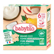 យ៉ាអ៊ួរក្មេង Babybio Coconut Milk Apple Pear 4x85g - អាហារក្មេង (Baby Food)