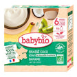 យ៉ាអ៊ួរក្មេង Babybio Coconut Milk Kiwi Banana 4x85g - អាហារក្មេង (Baby Food)