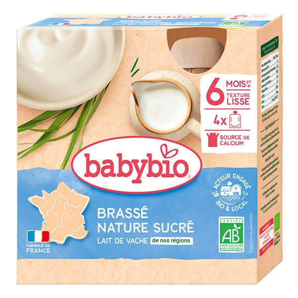 យ៉ាអ៊ួរក្មេង Babybio Cow's Milk Plain 4x85g - អាហារក្មេង (Baby Food)