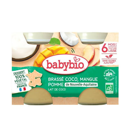 យ៉ាអ៊ួក្មេង Babybio Yoghurt Coconut Mango Pineapple Rice 2x130g - អាហារក្មេង (Baby Food)