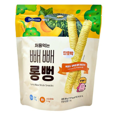 នំក្មេង BeBecook My First Jumbo Brown Rice Sticks Sweet Pumpkin 30g - នំកូនក្មេង (Baby Cakes)