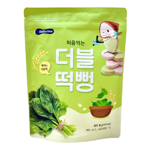 នំក្មេង BebeCook Organic Rice Cake With Rice & Spinach 6m+ - នំកូនក្មេង (Baby Cakes)