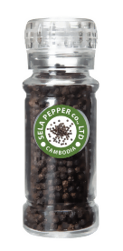 Black Peppercorn in Glass Bottle with Adjustable Grinder (Refill Function) 71g - Healthy Food