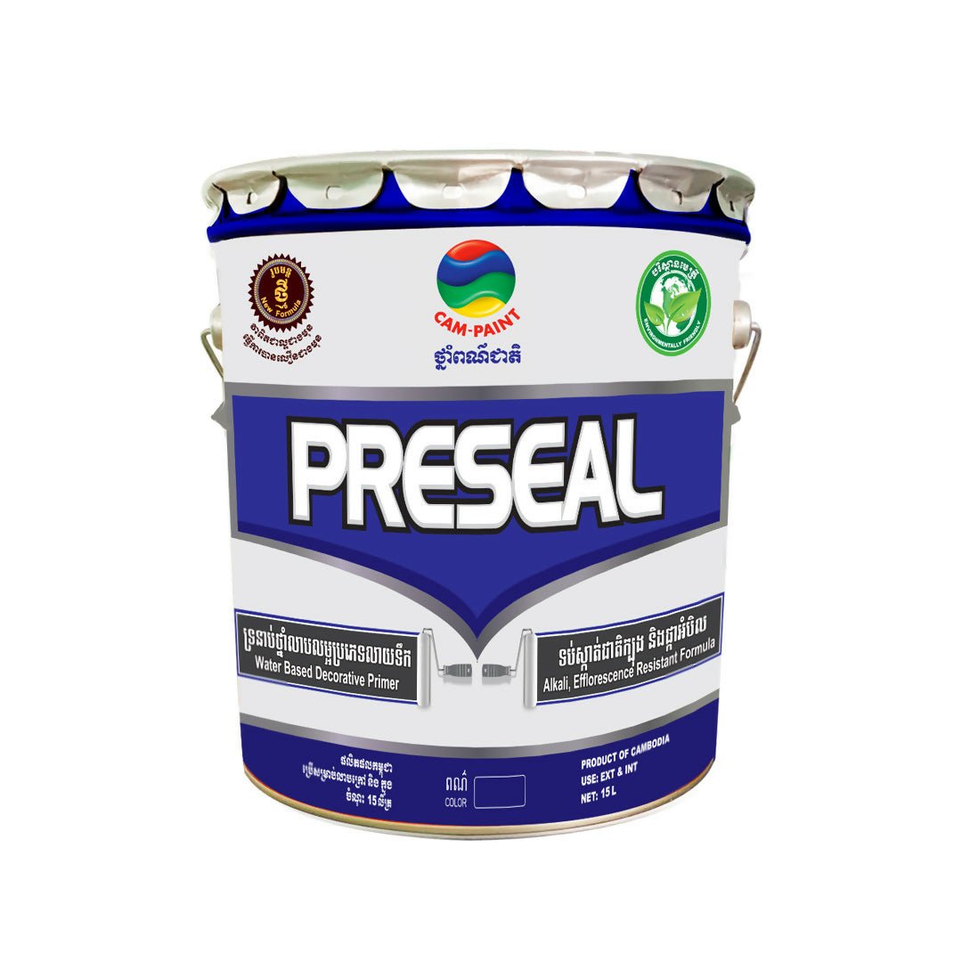 ខាំផែន CamPaint WB - PRS - 15L ព្រីសៀល PRESEAL ចំណុះ 15 L - ថ្នាំលាបលម្អប្រភេទលាយទឹក (WATER BASE DECORATIVE PAINT)