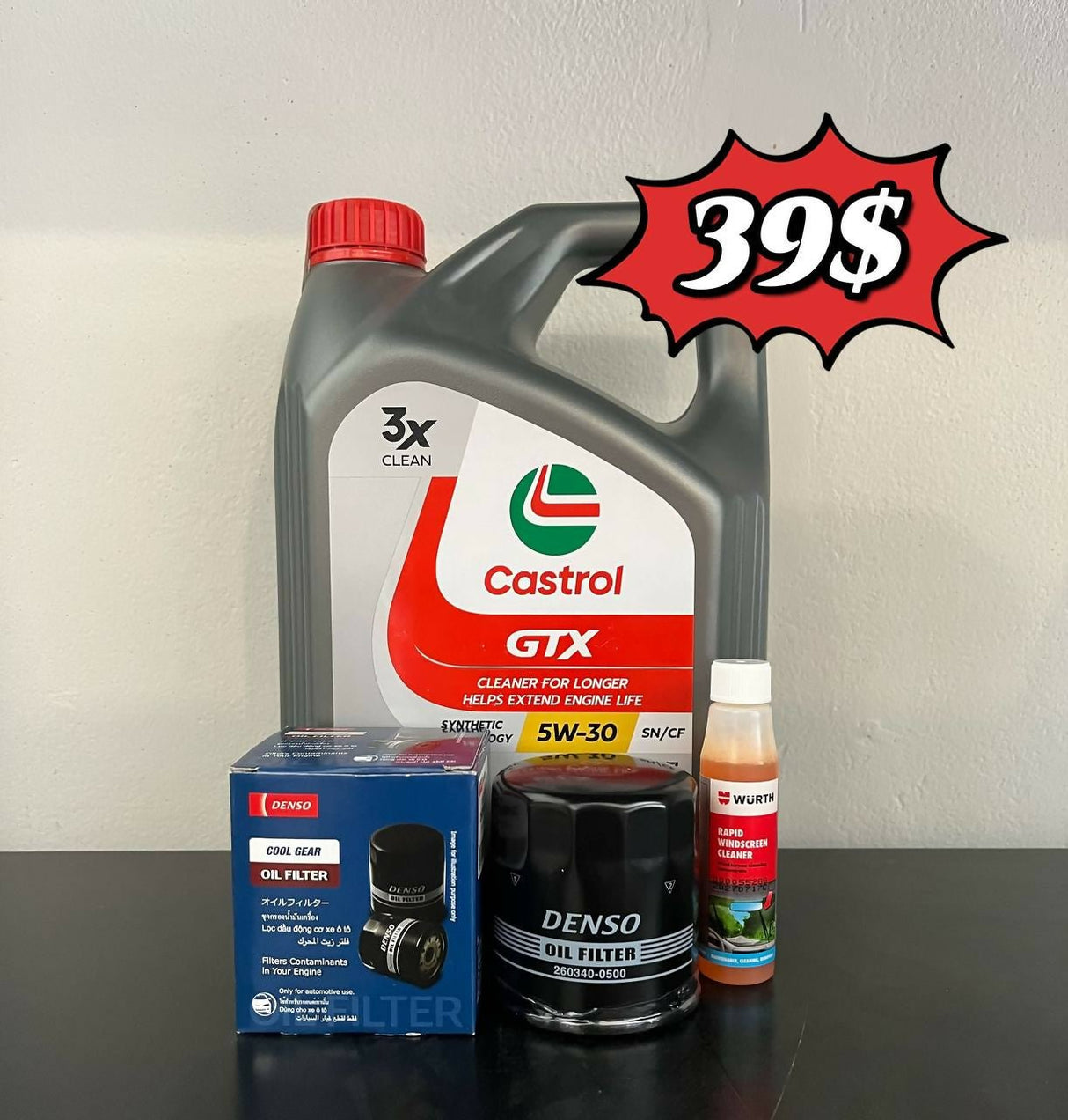 ប្រេងម៉ាស៊ីន Castrol GTX 5w30 ប្រម៉ូសិនពិសេសមានថែម ✔️តម្រងមួយនិង ✔️ទឹកជូតកញ្ចក់មួយ - Automotive Parts