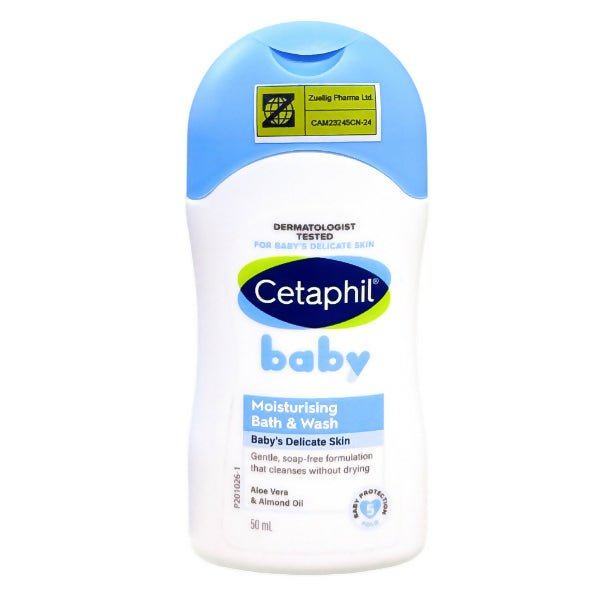 សាប៊ូដុសខ្លួន Cetaphil Baby Aloevera & Almond Oil 50ml 0m+ - សាប៊ូកក់ ដុសកូនក្មេង (Baby Shampoo Body Wash)