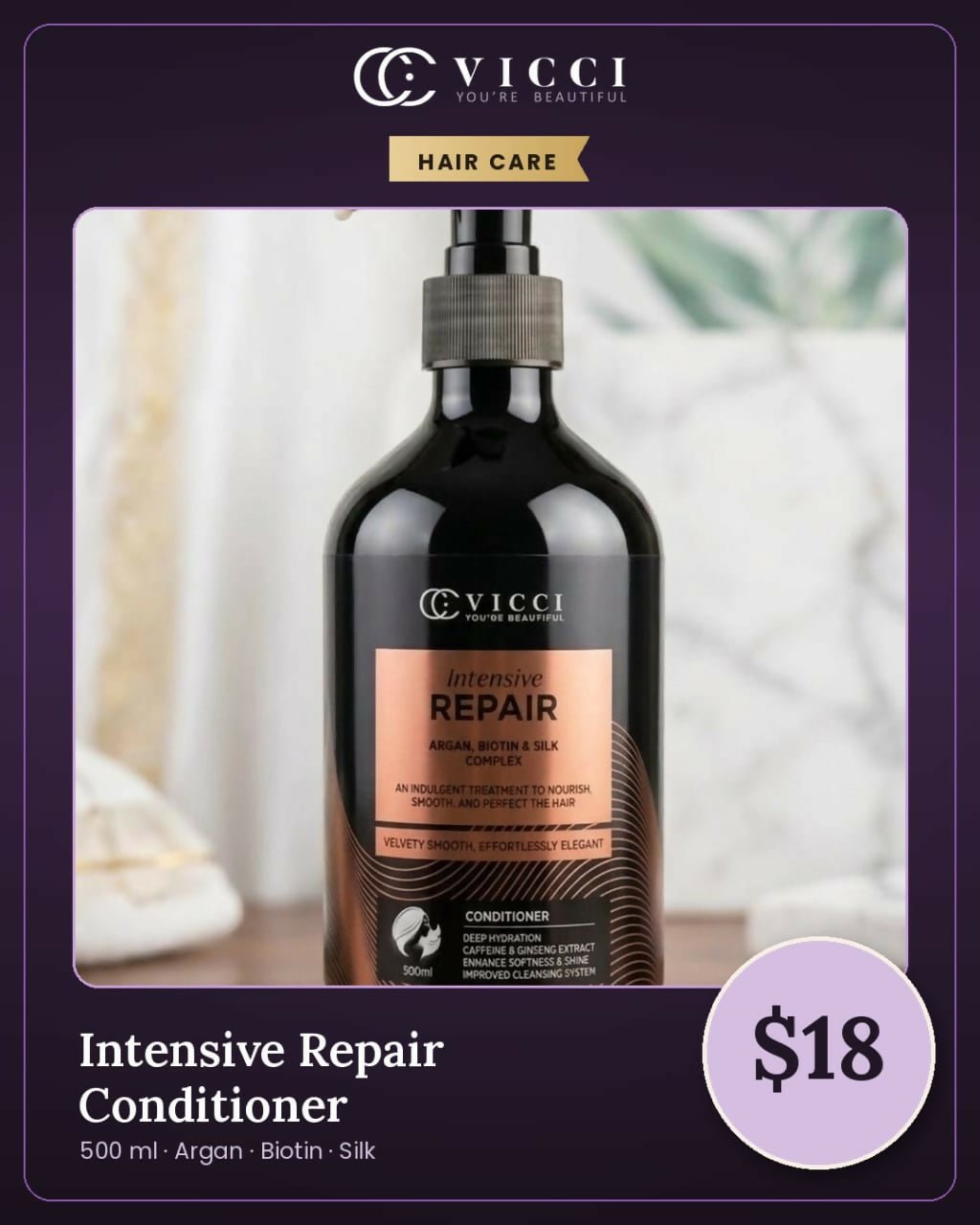 Conditioner Intensive Repair Vicci / ក្រែមបន្ទន់សក់សម្រាប់ជួសជុលសក់យ៉ាងស៊ីជម្រៅ - Cosmetic Product