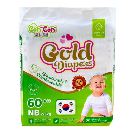 ខោទឹកនោម Cori Cori Gold Diapers NB 2 - 5Kg 60pcs - ខោទឹកនោម (Diapers)