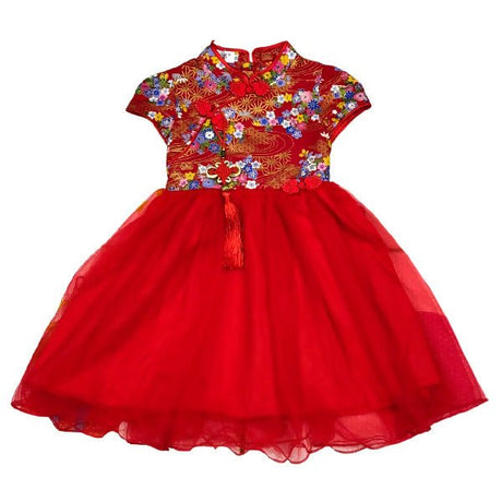 រ៉ូបចិនសារូប៉ោង D0000478 Tong zhi yao chinese girl dress 90 - 130 - ឈុតកាដូ (Gift Sets)