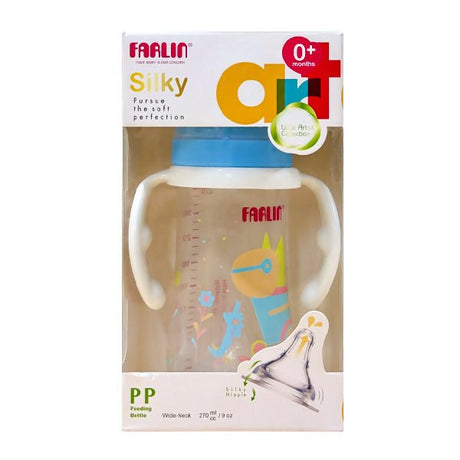 ដបមានដៃ Farlin AB42018(B) Silky Wide Neck Feeding Bottle 270ml - ដបដោះគោ ដបទឹក & ក្បាលប្តូរ (Milk Bottle Water Bottle & Changing Pads)