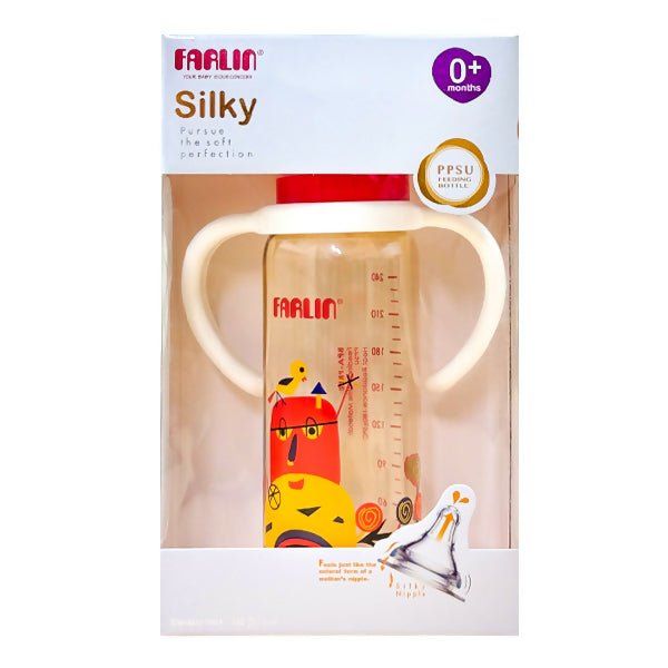 ដបមានដៃ Farlin Silky Nipple PPSU Feeding Bottle 0m+ - ដបដោះគោ ដបទឹក & ក្បាលប្តូរ (Milk Bottle Water Bottle & Changing Pads)