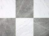 FloorPops x Chris Loves Julia 12 - in by 12 - in Bonneville Grey & White Marble Peel & Stick Floor Tiles - New Constructions