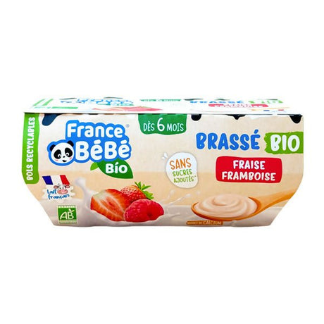 បង្អែម France BeBe Bio 6m+ Fraise Framboise (4x100g) - អាហារក្មេង (Baby Food)