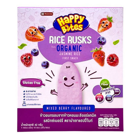 នំក្មេង HappyBits Rice Rusks Mixed Berry 42g - នំកូនក្មេង (Baby Cakes)