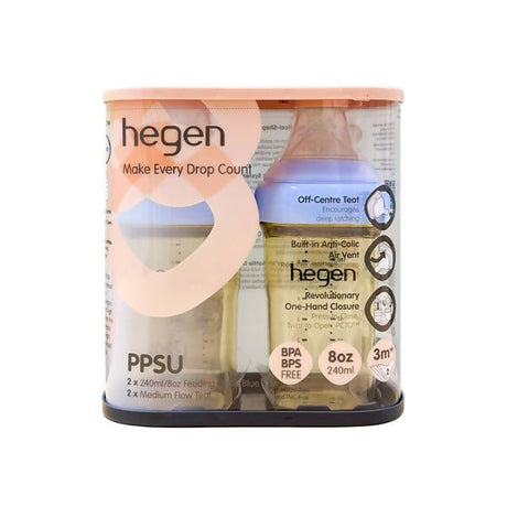 ដប Hegen 240ml/8oz 2pack Blue - ដបដោះគោ ដបទឹក & ក្បាលប្តូរ (Milk Bottle Water Bottle & Changing Pads)
