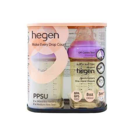 ដប Hegen 240ml/8oz 2pack Purple - ដបដោះគោ ដបទឹក & ក្បាលប្តូរ (Milk Bottle Water Bottle & Changing Pads)