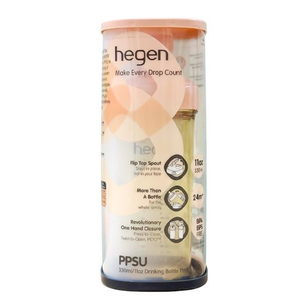 ដប Hegen 330ml Drinking Bottle Pink - ដបដោះគោ ដបទឹក & ក្បាលប្តូរ (Milk Bottle Water Bottle & Changing Pads)
