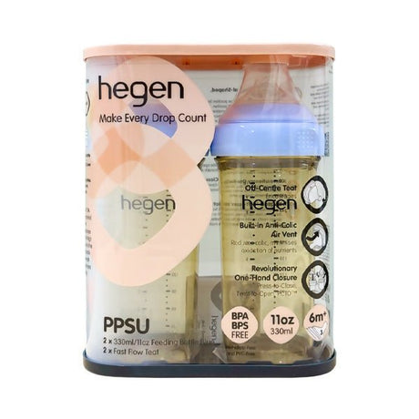 ដប Hegen 330ml/11oz 2pack Blue - ដបដោះគោ ដបទឹក & ក្បាលប្តូរ (Milk Bottle Water Bottle & Changing Pads)