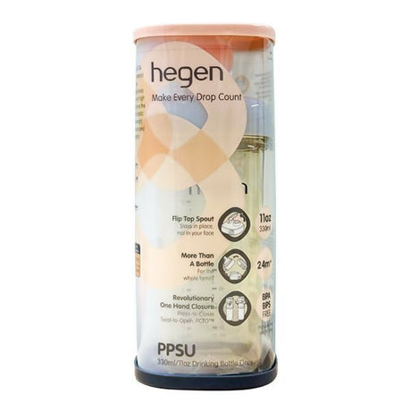 ដប Hegen Drinking Bottle PPSU Grey 24m+ 330ml/11oz - ដបដោះគោ ដបទឹក & ក្បាលប្តូរ (Milk Bottle Water Bottle & Changing Pads)