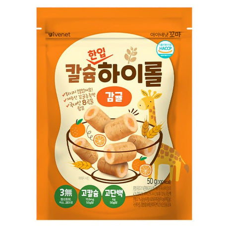 នំក្មេង Ivenet Calcium High Roll Orange 50g 1y+ - នំកូនក្មេង (Baby Cakes)